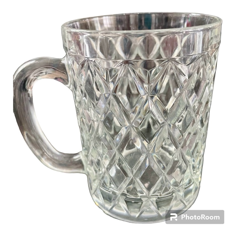 Paul Sebastian (5) 24% lead crystal mugs/used - great condition! Diamond pattern